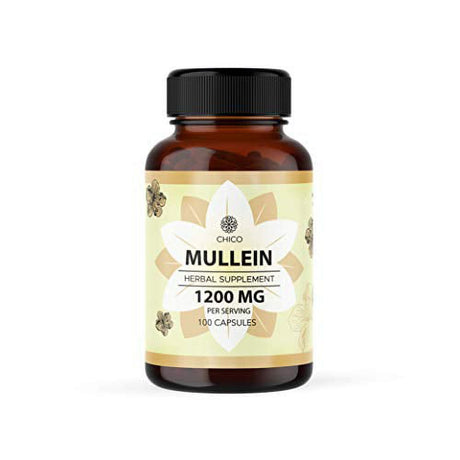 CHICO Mullein Leaf Capsules - Organic Verbascum Thapsus Dietary Supplement - Promotes Respiratory Function, Digestive Wellness & Immunity - Natural, Non-Gmo Herbal Sleep Aid - 1200 Mg, 100 Capsules