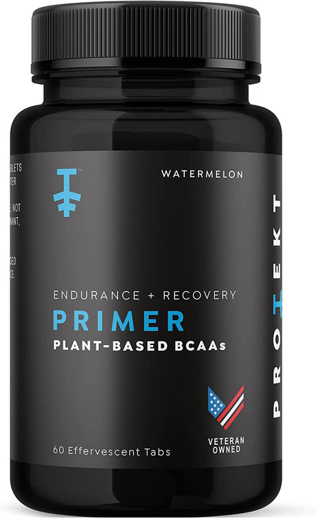 PRIMER - Plant-Based BCAA Supplement with Vitamin C - 60 Effervescent Tablets - Vegan BCAA - Watermelon Flavor - Maximum Absorption for Optimal Performance and Faster Recovery