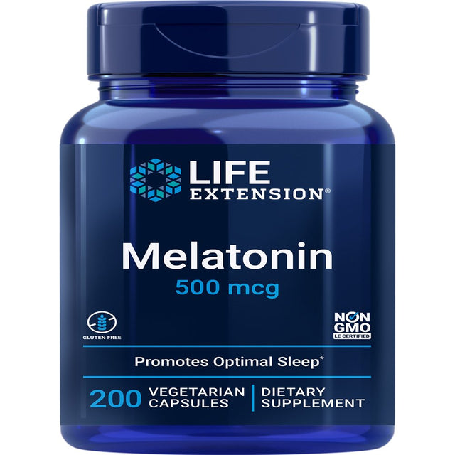 Life Extension Melatonin, 500 Mcg – Gently Promotes Sleep, Low Dose, Value Size – Non-Gmo, Gluten-Free, Vegetarian – 200 Capsules