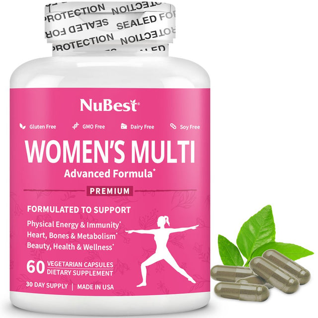 Women’S Multi 18+ by Nubest, Complete Vitamins & Minerals for Immunity, Energy, Beauty & Wellness, 60 Vegan Capsules