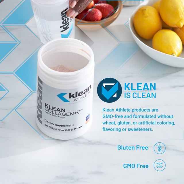 Klean Athlete - Klean Collagen+C - Collagen Peptides with Vitamin C for Joint and Connective Tissue Support - 12 Ounces - Natural Berry Flavor