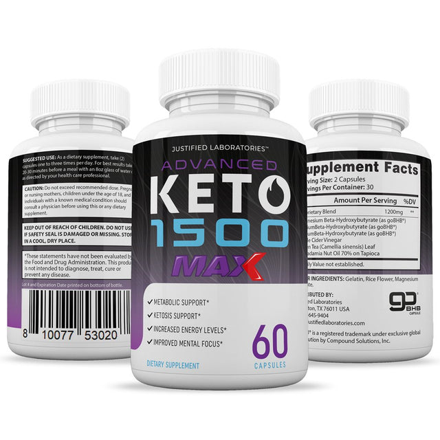 (5 Pack) Advanced Keto 1500 Max 1200MG Pills Ketogenic Supplement Real Exogenous Ketones Ketosis 300 Capsules