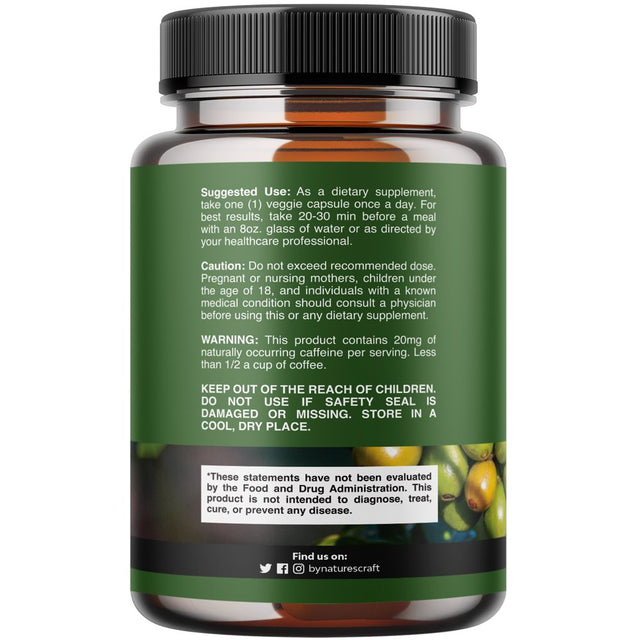 Pure Green Coffee Bean Extract - Super Energizing Green Coffee Extract with 50% Chlorogenic Acid for Antioxidant Heart Health Mental Focus and Size Reduction - Natural Energy Supplement for Adults