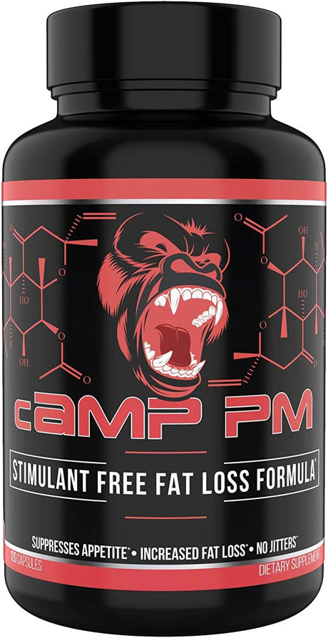 Gorilla Mind Camp PM Fat Burner Capsules – Stimulant-Free Fat Loss Formula/Suppresses Appetite, Increased Fat Loss, No Jitters (120 Capsules)