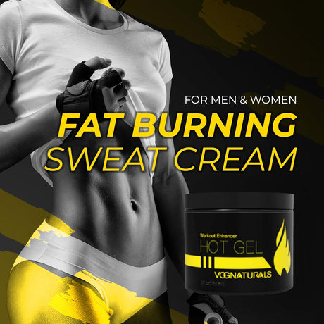 Vog Naturals Hot Gel Workout Enhancer - Fat Burning Sweat Cream for Men & Women - Hot Cream Cellulite Treatment - Belly Fat Burning Cream - Natural Sweat Workout Enhancer (Bottle)