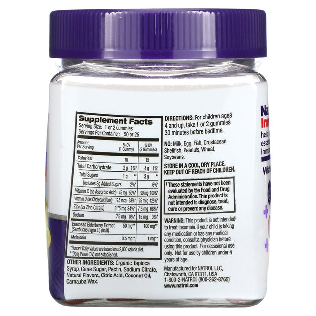 Natrol, Kids, Sleep + Immune Health, Berry, 50 Gummies