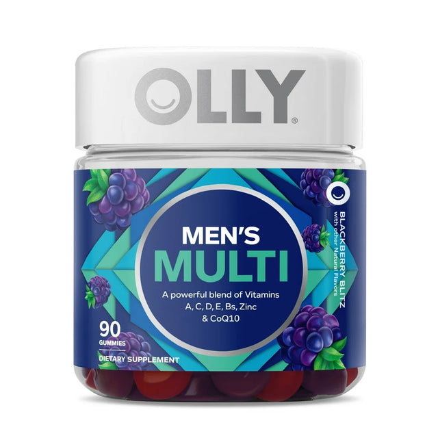 OLLY Mens Multivitamin Gummy, Health & Immune System Support, B Vitamins, Zinc, Blackberry Flavor, 90 Ct