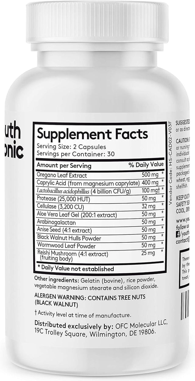 Youth & Tonic Candease Complex Bundle Supplement | Digestive System Cleanse Gut Health & Intestinal Flora Support