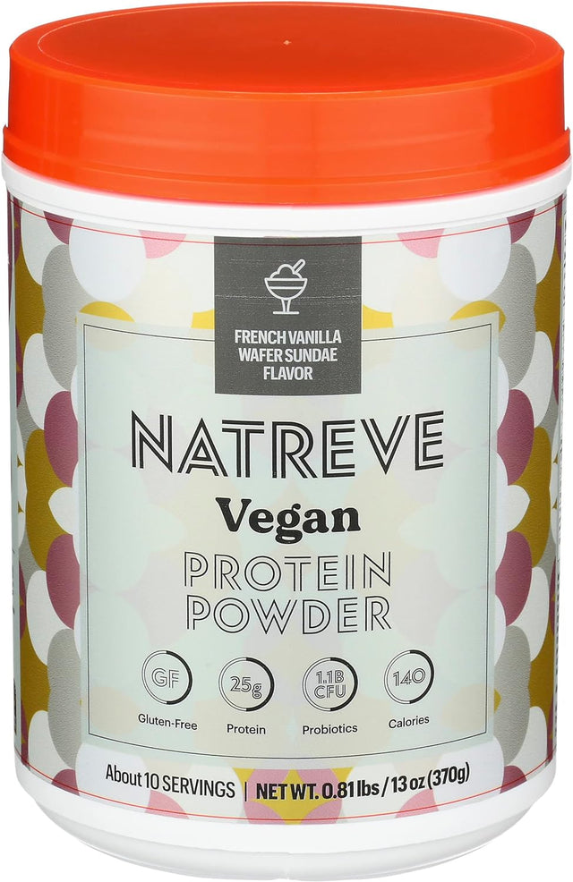 Natreve Vegan French Vanilla Wafer Sundae Protein Powder, 13 OZ