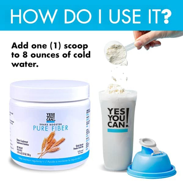 Yes You Can! Shake Booster Pure Fiber, Add to Complete Meal Replacement Shakes or Protein Shakes, Boost Shake with Sugarcane Fiber and Acacia Gums, Protein Shake Booster - Pure Fiber (30 Servings)