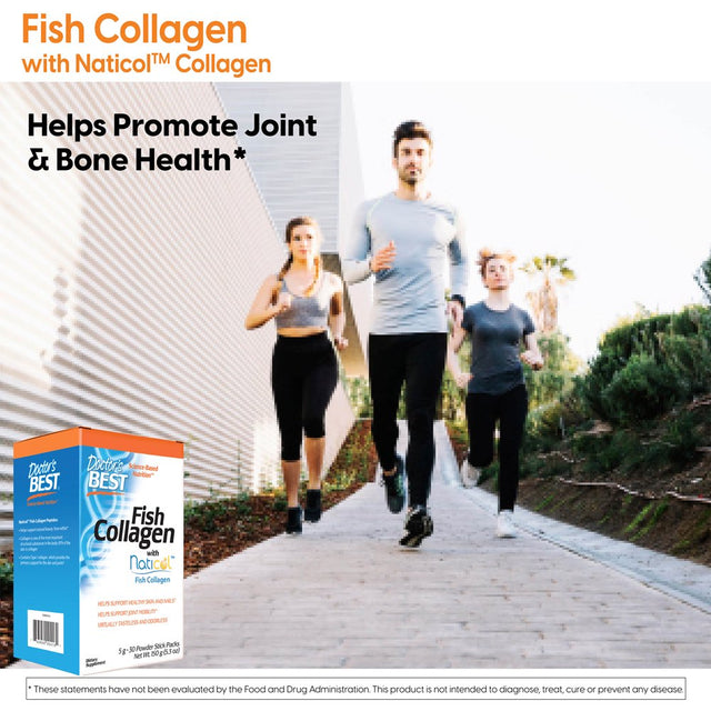 Doctor'S Best Fish Collagen with Naticol Fish Collagen, Non-Gmo, Gluten Free, Soy Free, Supports Skin, Nails, Joints, 30 Stick Packs