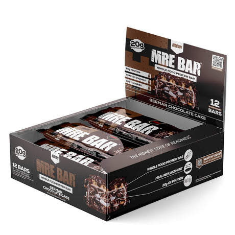 REDCON1 MRE Protein Bar, German Chocolate Cake - Contains MCT Oil + 20G of Whole Food Protein - Easily Digestible, Macro Balanced Low Sugar Meal Replacement Bar (12 Bars)