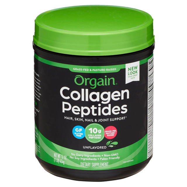 Orgain Grass Fed Hydrolyzed Collagen Peptides Protein Powder - Paleo & Keto Friendly, Amino Acid Supplement, Pasture Raised, Gluten Free, Dairy Free, Soy Free, Non-Gmo, Type I and III, 1 Lb.