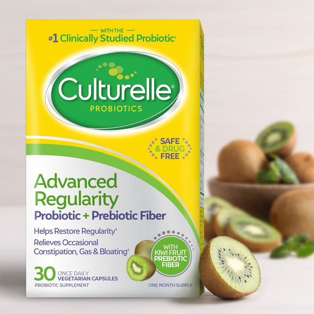 Culturelle Advanced Regularity Probiotic and Prebiotic Fiber, Kiwi Capsules, 30 Count