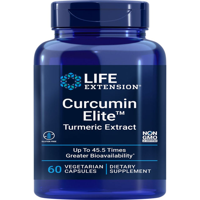 Life Extension Curcumin Elite Turmeric Extract, Promotes a Healthy Inflammatory Response, Immune & Heart Health, Two-Month Supply, Gluten-Free, Vegetarian, Non-Gmo, 60 Vegetarian Capsules