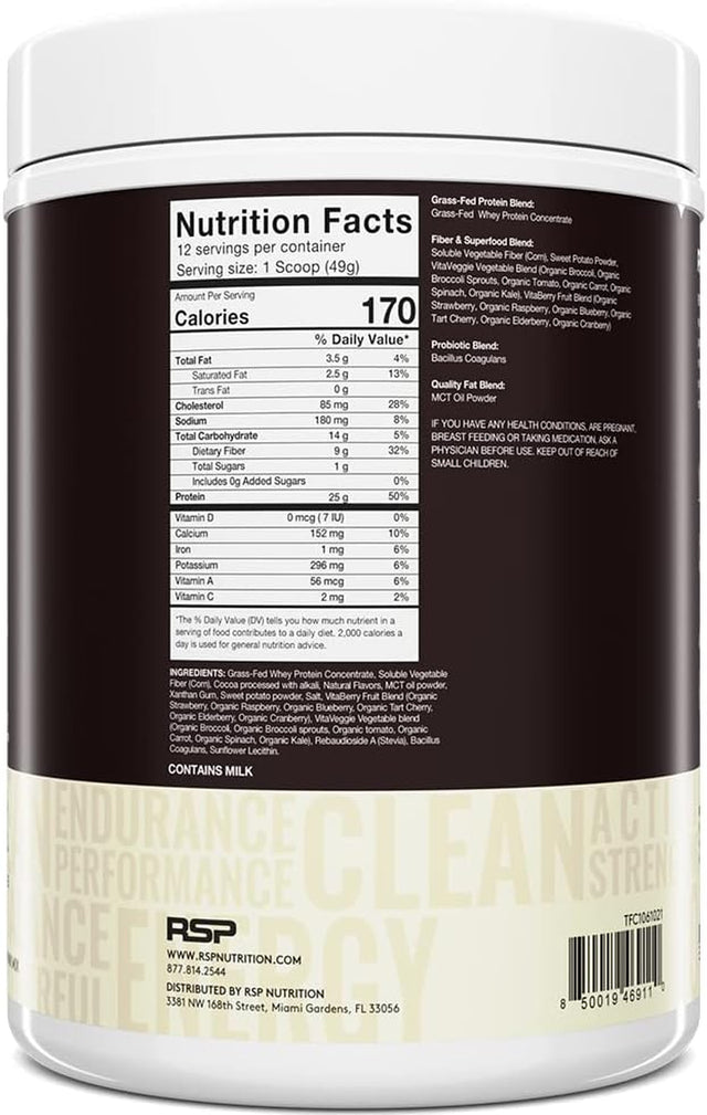 RSP Truefit - Whey Protein Powder Meal Replacement Shake, Grass Fed Whey + Organic Fruits & Veggies, Fiber & Probiotics, Non-Gmo, Gluten Free, Keto