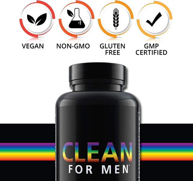 Clean for Men Fiber Supplement, Digestive Health Support for Adults, Natural Supplements for Bloating, Constipation and Gut Health, Stool Softeners, Helps Cleanse Body, 60 Capsules