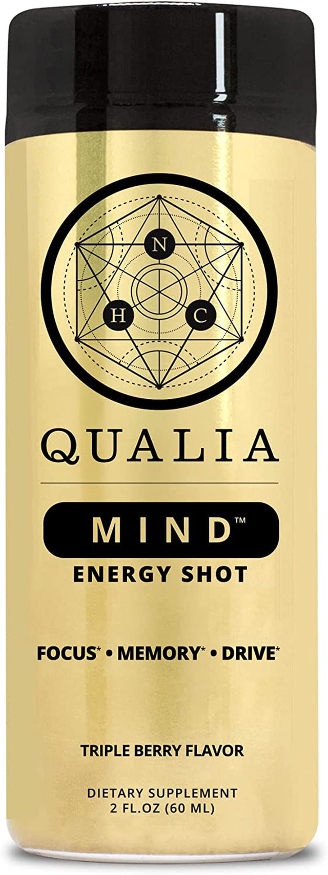 Qualia Mind Energy Shot | Clean Focus for Peak Mental Performance | Niacin Enhancer with Ginseng Root, Alpha GPC, and Caffeine | 2Oz Cognitive Enhancer Shot - 6 Pack