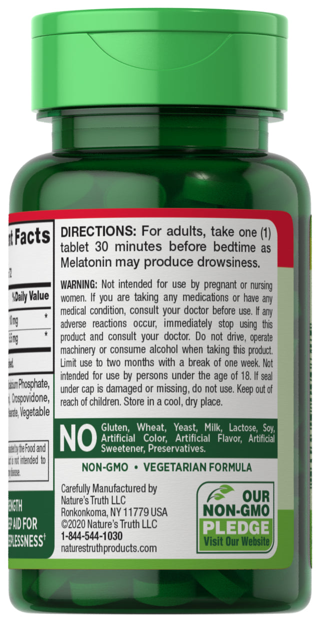 Melatonin 10 Mg + L-Theanine | 72 Tablets | Maximum Strength Nighttime Sleep Aid | Vegetarian, Non-Gmo, Gluten Free | by Nature'S Truth