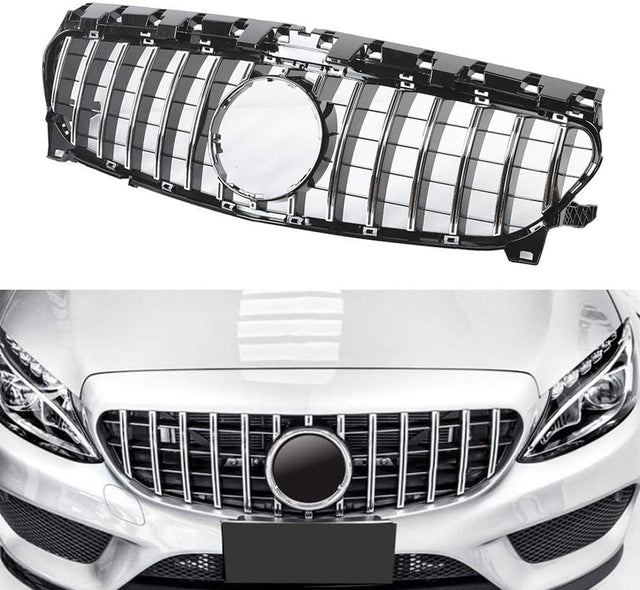 KIMISS Gt-Style Front Grill Silver ABS Fit for CLA W117 2015-2019