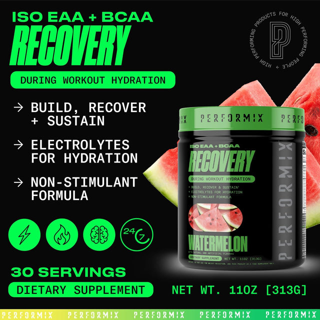 PERFORMIX - ISO EAA & BCAA - Intra & Post Workout - Branched Chain Amino Acids & Essential Amino Acids - Electrolytes for Hydration & Recovery - Stim Free Pre Workout - Juicy Watermelon - 30 Servings