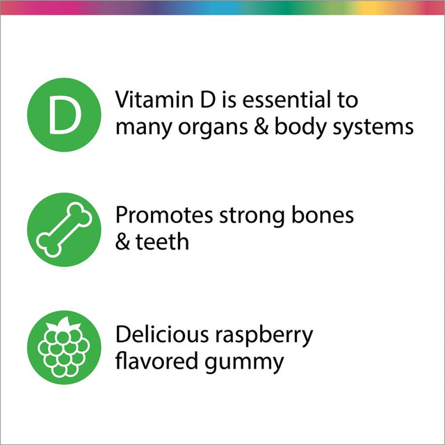 Rainbow Light Vitamin D3 Dietary Supplement Gummies, Raspberry, 2500 IU, 50 Count