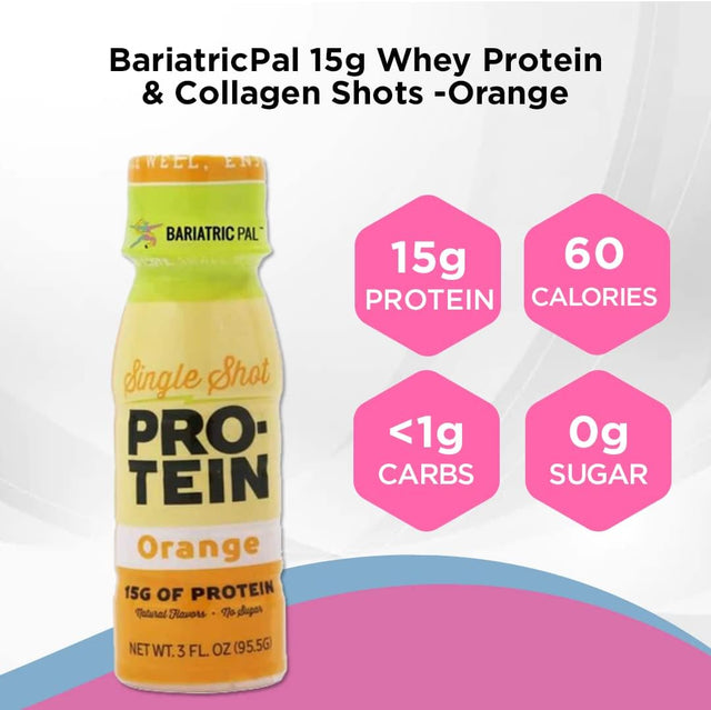 Bariatricpal 15G Ready-To-Drink Whey Protein & Collagen Shots - Orange (12 Bottles)