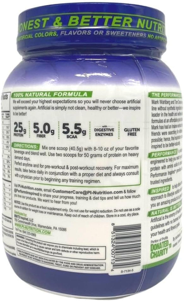 PERFORMANCE INSPIRED Nutrition - Performance Whey Protein Powder - All Natural - 25G - Contains Bcaas - Digestive Enzymes - Fiber Packed - Gluten Free – Blueberry – 2Lb