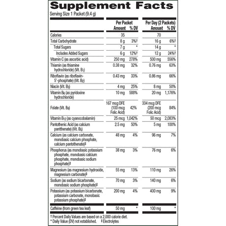 Emergen-C Energy+, with B Vitamins, Vitamin C and Natural Caffeine from Green Tea (8 Count, Mango Peach Flavor) Dietary Supplement Drink Mix, 0.33 Ounce Powder Packets