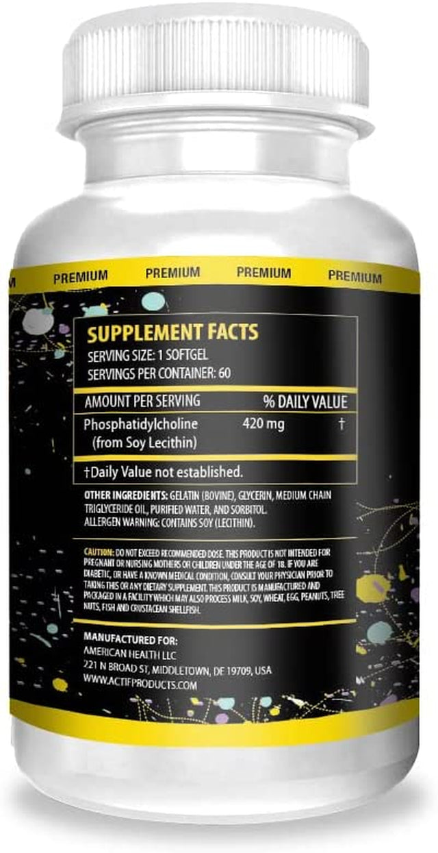 Actif Brain Mega Support with Phosphatidylcholine - Non-Gmo, Fast-Acting, Made in USA, 60 Count