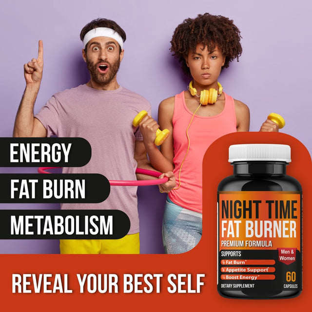 Nighttime Fat Burner Garcinia Combogia, Metabolism Booster, Appetite Suppressant, Weight Loss Supplement for Women Stimulant Free Weight Loss Pills