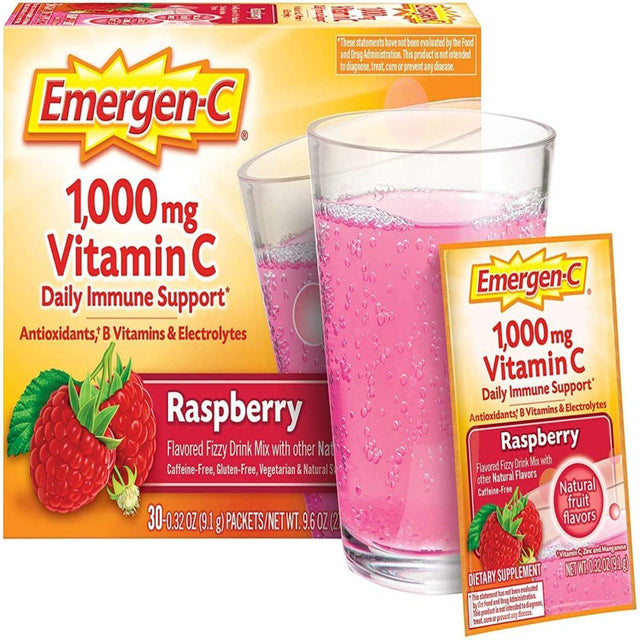 Emergen-C Raspberry Fizzy Drink Mix, 30 Pack