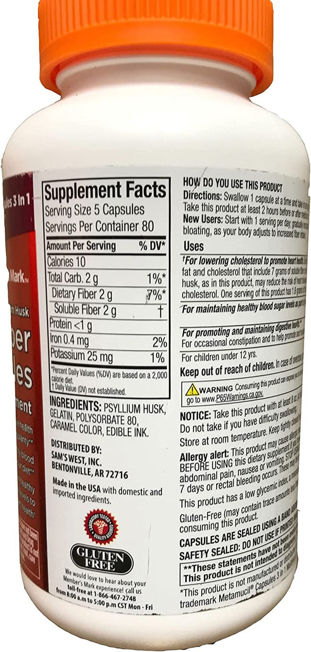 Member'S Mark Fiber Capsules 2Pack (400 Count) Liquids, Toothpaste, Etc. for at Least