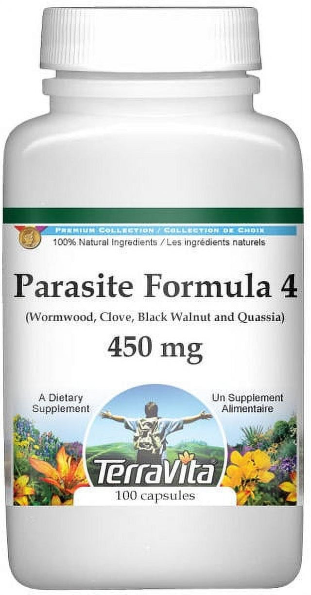 Terravita Parasite Formula 4 - Wormwood, Clove, Black Walnut and Quassia - 450 Mg, (100 Capsules, 3-Pack, Zin: 512115)