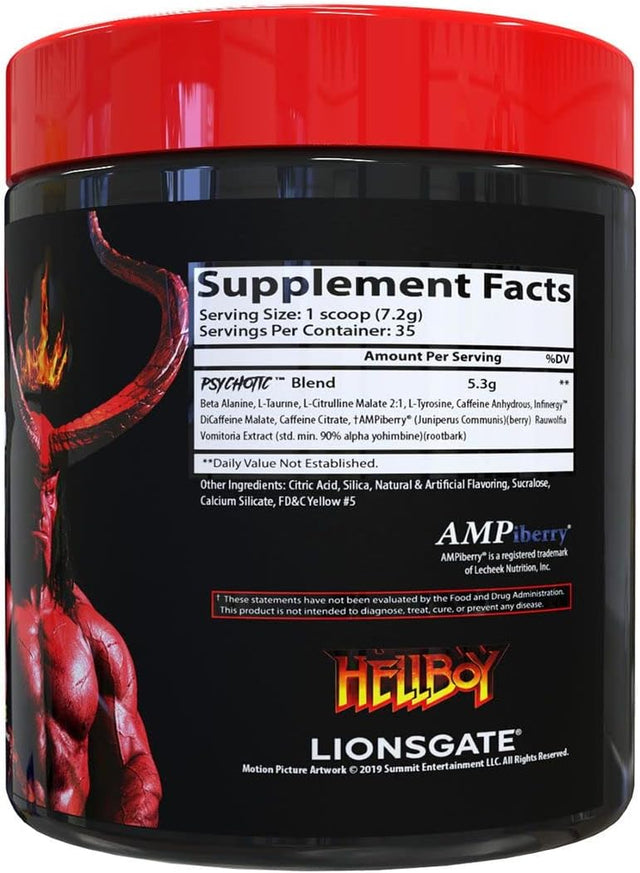 Insane Labz Hellboy Edition, High Stimulant Pre Workout Powder and NO Booster with Beta Alanine, L Citrulline, and Caffeine, Boosts Focus, Energy, Endurance, Nitric Oxide Levels, 35 Srvgs