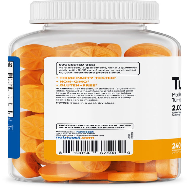 Nutricost Turmeric Gummies (240 Gummies) Supplement, 120 Servings, Citrus Flavored