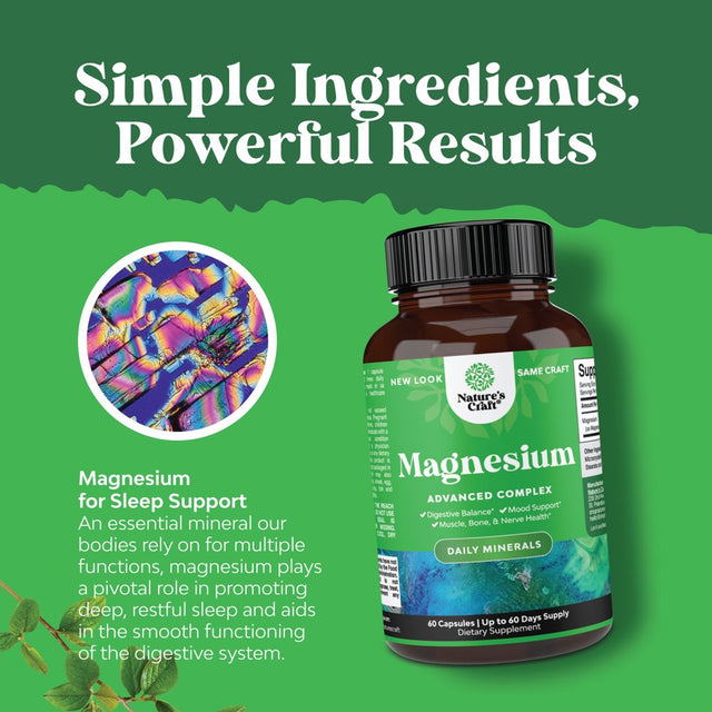 High Absorption Magnesium Complex Supplement - Pure Magnesium Citrate 500Mg per Serving with Magnesium Oxide for Sleep Stomach Digestion and Mood Support