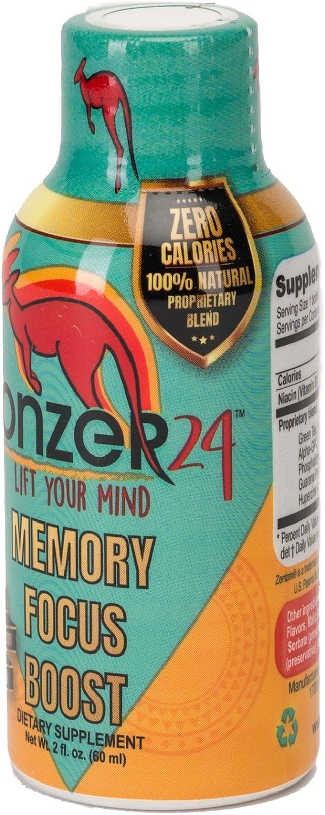 Brain Supplement Energy Drink Alternative - Natural Brain Support Shot for Focus, Mood, Memory, Clarity and Boost - Natural Brain Nootropic to Enhance Mind - Bonzer24 (24 Pack)