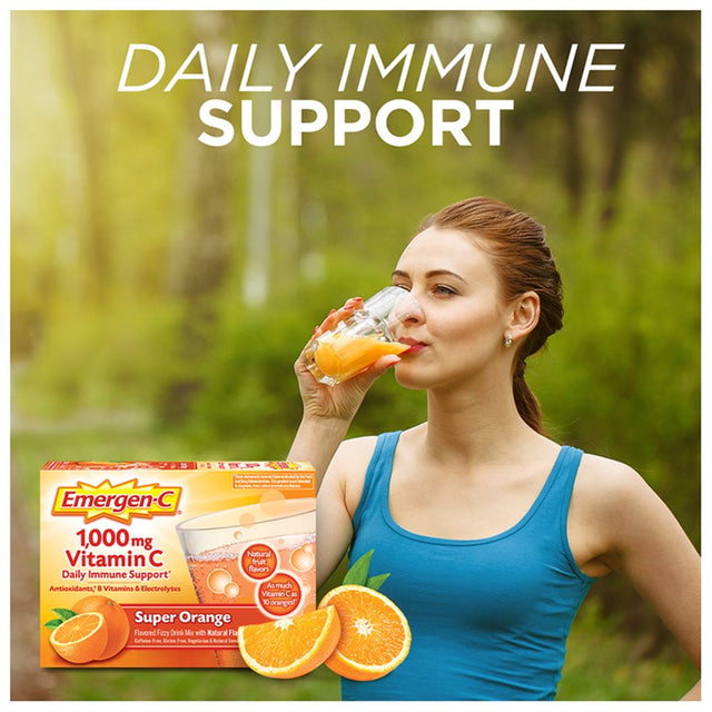 Emergen-C 1000Mg Vitamin C Powder for Immune Support Super Orange - 60 Ct