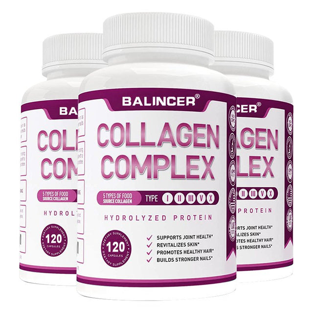 Balincer Premium Multi Collagen Peptides Capsules (Types I, II, III, V, X) - Hair, Skin and Nails, Digestive & Joint Health Supplement, Hydrolyzed Collagen Pills