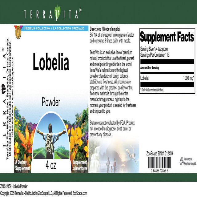 Terravita Lobelia Powder, (4 Oz, 3-Pack, Zin: 512459)