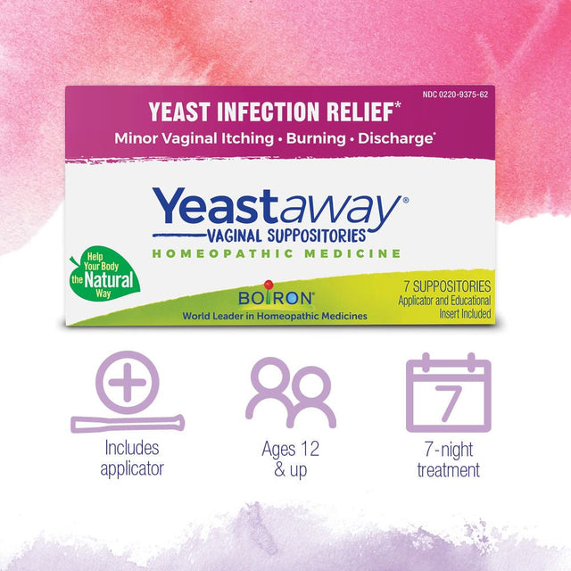 Boiron Yeastaway Suppositories (7 Suppositories), Homeopathic Medicine for Yeast Infection Relief