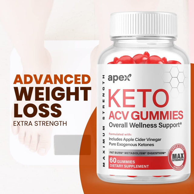 (5 Pack) Apex Keto ACV Gummies - Supplement for Weight Loss - Energy & Focus Boosting Dietary Supplements for Weight Management & Metabolism - Fat Burn - 300 Gummies