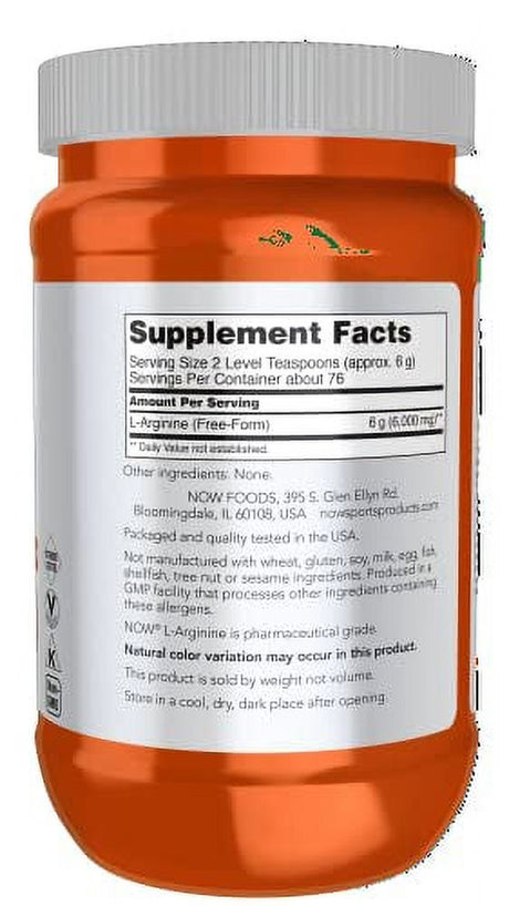 NOW Sports Nutrition, L-Arginine Powder, Nitric Oxide Precursor, Amino Acids, 1-Pound