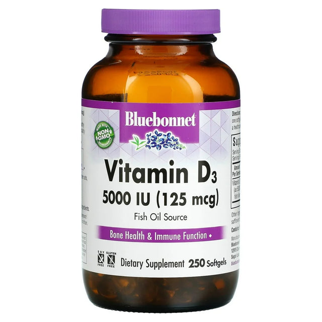 Bluebonnet Vitamin D3 125 Mcg (5000 IU) 250 Softgels