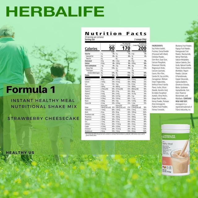 HERBALIFE (Duo) Formula 1 Healthy Meal Nutritional Shake Mix (Strawberry Cheesecake) with Personalized Protein Powder