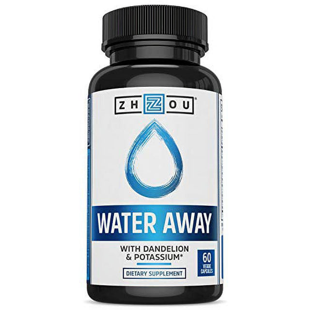 Zhou Water Away Herbal Formula for Healthy Fluid Balance | with Dandelion, Potassium, Green Tea & More | 60 Capsules