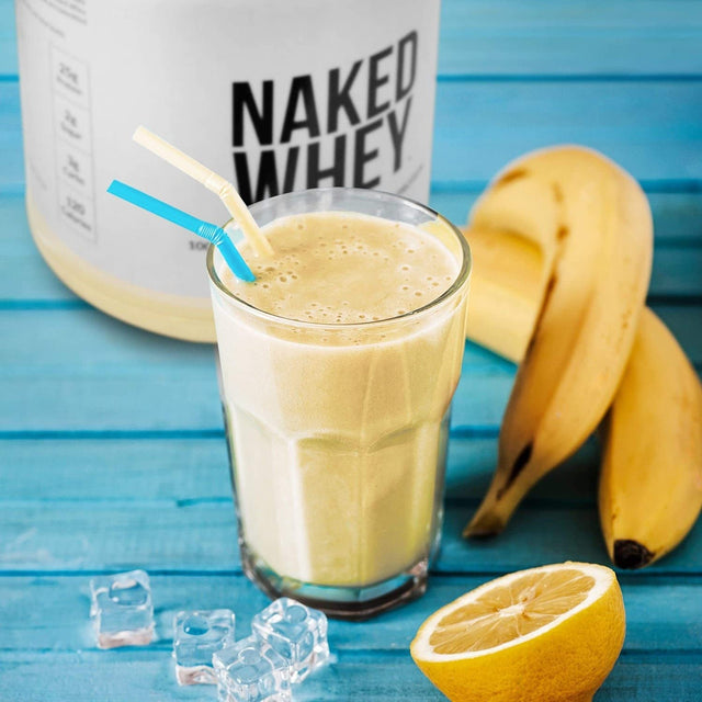 NAKED Nutrition Vanilla Whey Protein 1Lb, Only 3 Ingredients, All Natural Grass Fed Whey Protein Powder + Vanilla + Coconut Sugar- Gmo-Free, Soy Free, Gluten Free. Aid Muscle Growth, 12 Servings