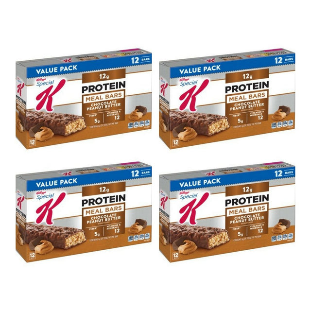 Kellogg'S Special K Protein Meal Bars, Chocolate Peanut Butter, 12 Count Box (4 PACK)