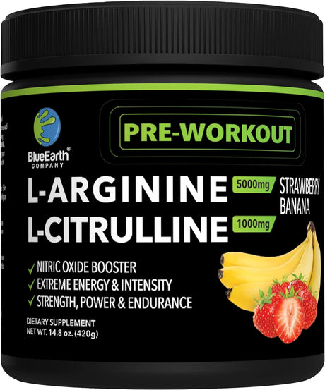 Pre Workout Powder L Arginine 5000Mg L Citrulline 1000Mg Supplement, Nitric Oxide Booster, Creatine Monohydrate, Beta Alanine, Caffeine, Preworkout Energy Drink Mix, Men & Women